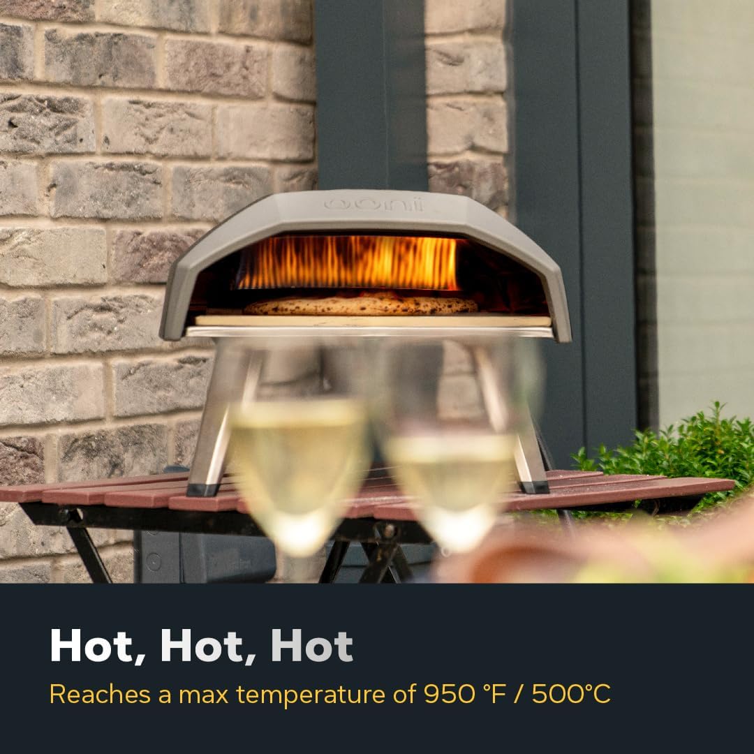 Ooni Koda 12 Gas Pizza Oven – 12" Gas Powered Outdoor Oven with 37 mBar Regulator and Gas Hose, Gas powered Portable Pizza Oven - Foundry Black