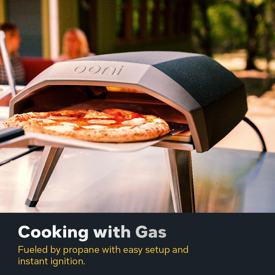 Ooni Koda 12 Gas Pizza Oven – 12" Gas Powered Outdoor Oven with 37 mBar Regulator and Gas Hose, Gas powered Portable Pizza Oven - Foundry Black