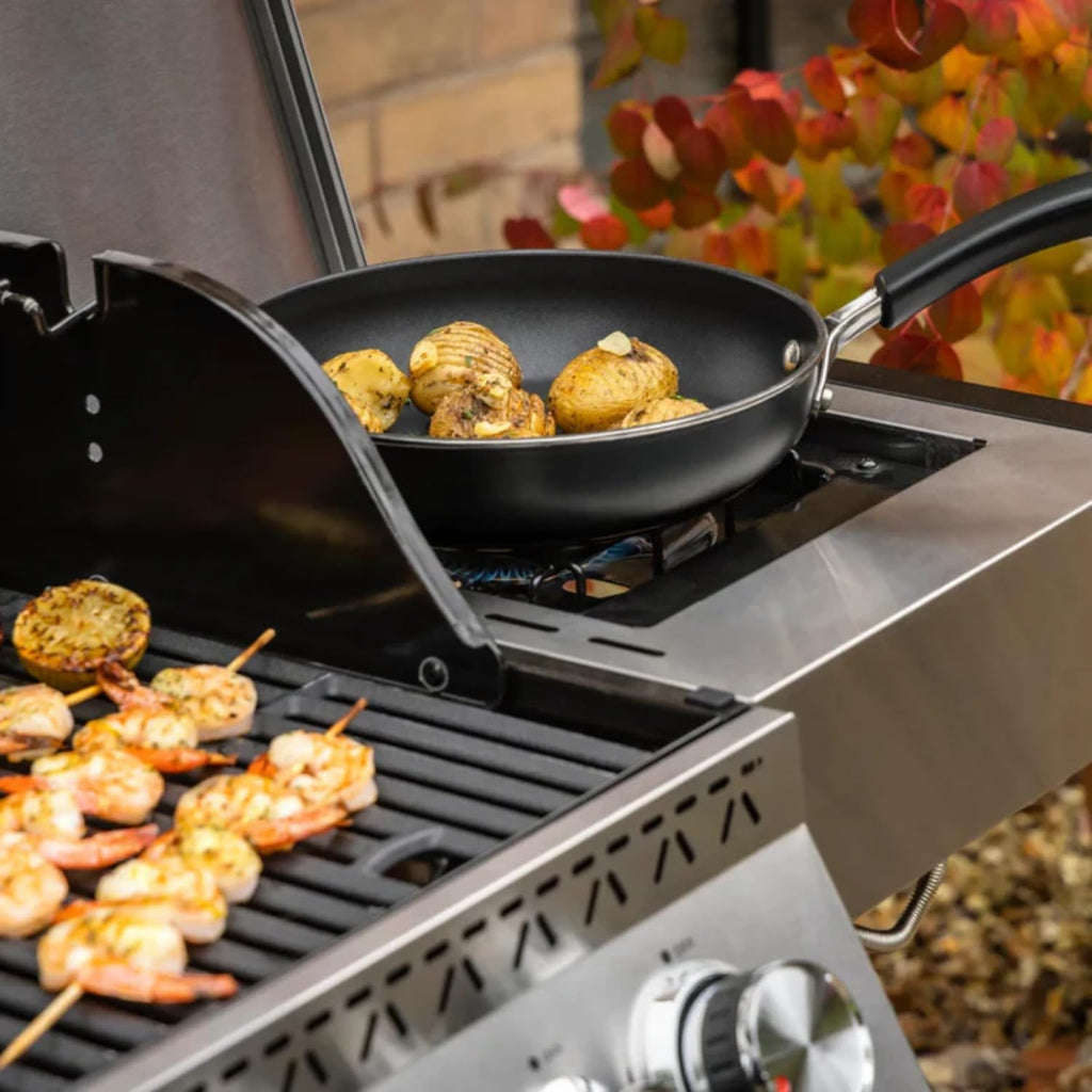 Fire Mountain Olympus 8 Burner Gas BBQ, Stainless Steel Barbecue Cast Iron Grill, Glass Viewing Lid, Side Burner & Built-In Temperature Gauge, Extra Large Outdoor Grill for Garden Parties & Patio