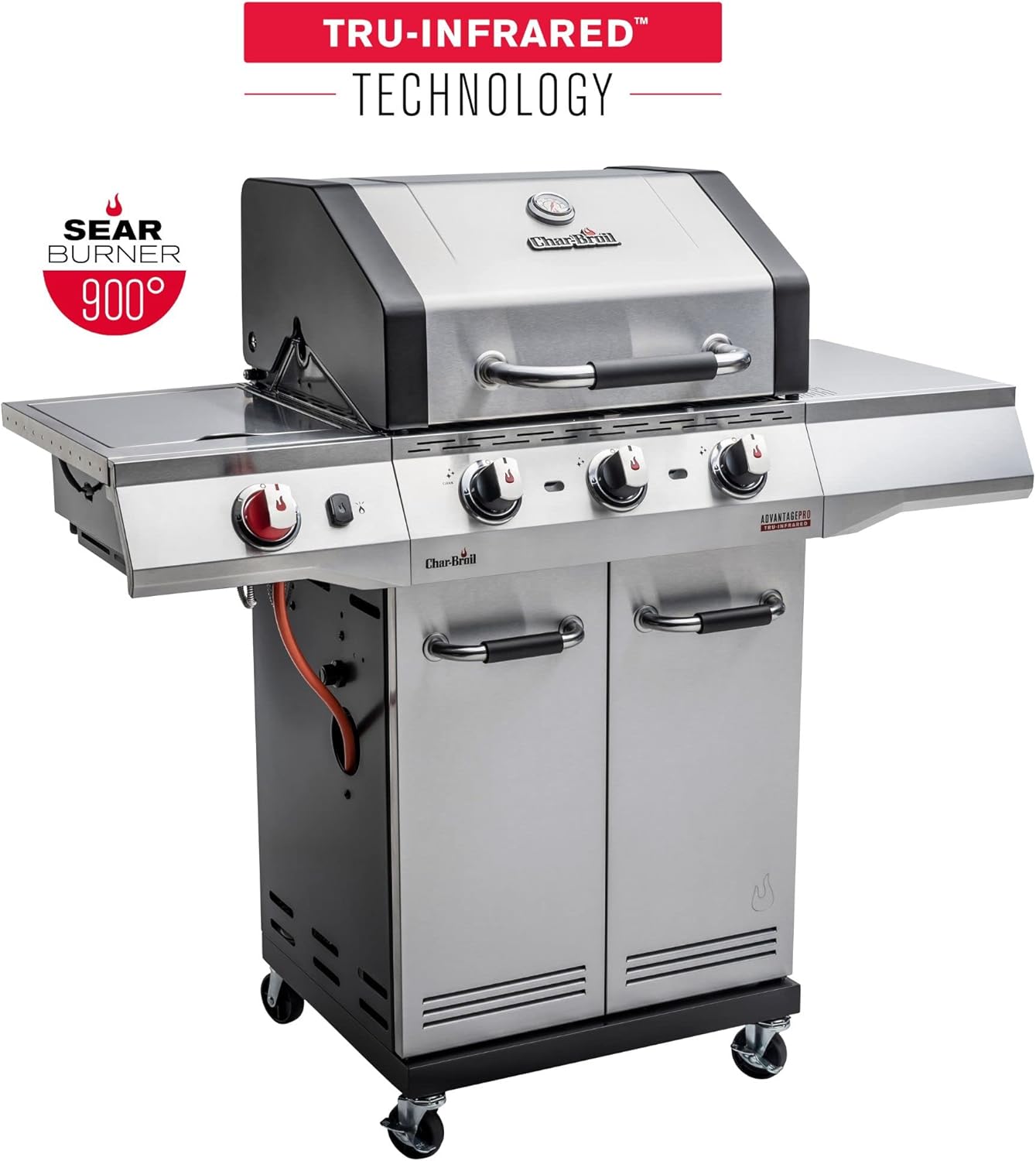 Char-Broil Advantage PRO S 3-3 Burner Gas Barbecue Grill with TRU-Infrared Technology and 900 °C Sear Burner Stainless Steel