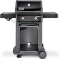 Weber Spirit E-220 Classic Gas Grill, 2 Burners + Side Burner, 52 x 45cm Grill Area, Warming Rack, Lid Thermometer, Foldable Side Table (Right), 4 Wheels - Black (46015074)