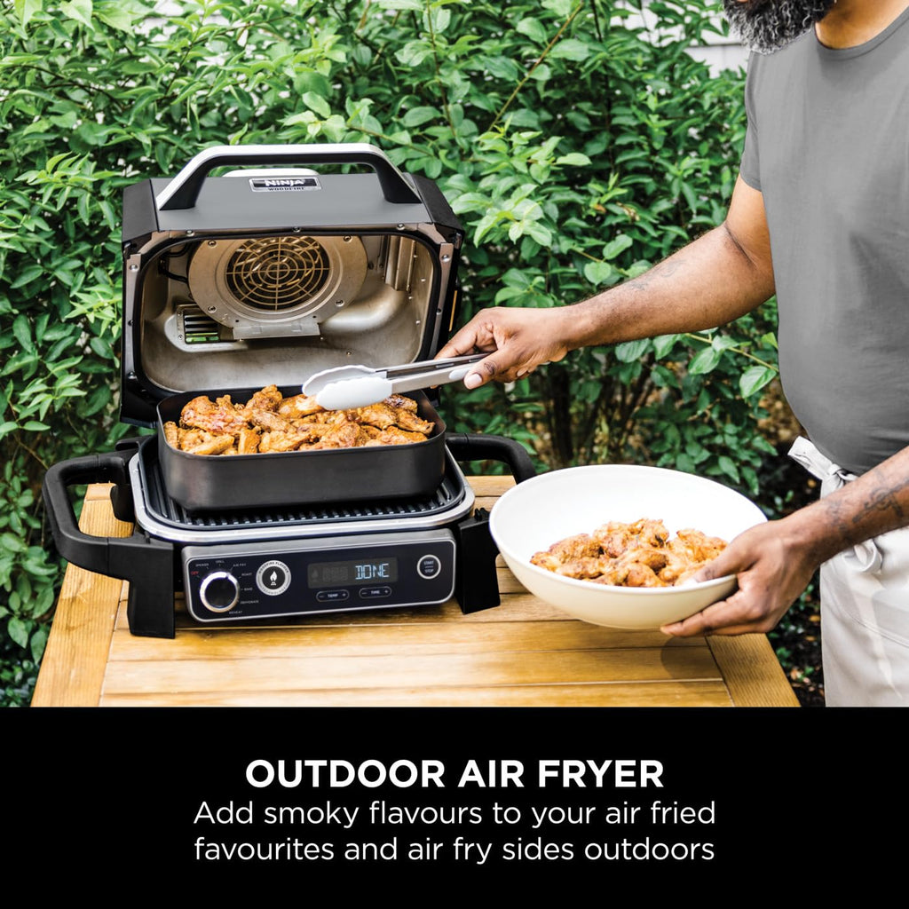 Ninja Woodfire Pro Connect XL Electric BBQ Grill and Smoker with App Control, Digital Probe, Large 7-in-1 Outdoor Grill and Air Fryer with Woodfire Pellets, Weather Resistant, Blue and Black OG901UK
