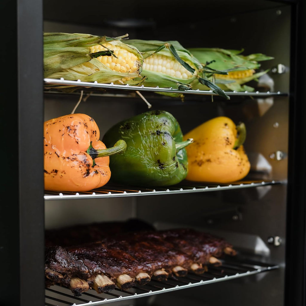 Masterbuilt 710 WiFi Digital Smoker, Vertical Design, 711 Cooking Sq. Inches, 4 Chrome Coated Smoking Racks, Wood Chip Loader, Electric Fuel Source to Plug in and Start Cooking, Black Model MB20072124