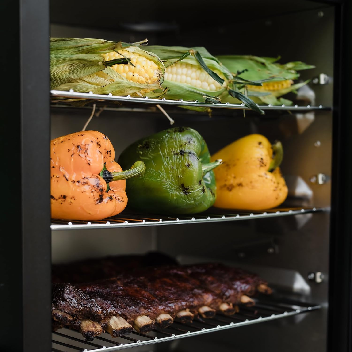 Masterbuilt 710 WiFi Digital Smoker, Vertical Design, 711 Cooking Sq. Inches, 4 Chrome Coated Smoking Racks, Wood Chip Loader, Electric Fuel Source to Plug in and Start Cooking, Black Model MB20072124