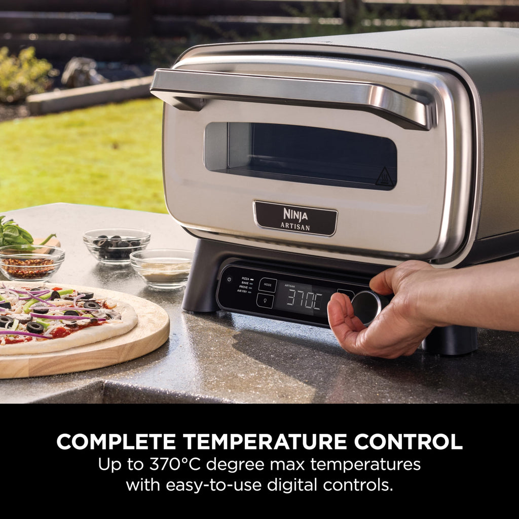 Ninja Woodfire Electric Outdoor Oven, 8-in-1 Pizza Oven, High-Heat Roaster & BBQ Smoker with Roast Rack, Pro-Heat Tray, Pizza Stone,Wood Pellets & Scoop, Electric,6 Pizza Settings,Burnt Orange OO101UK
