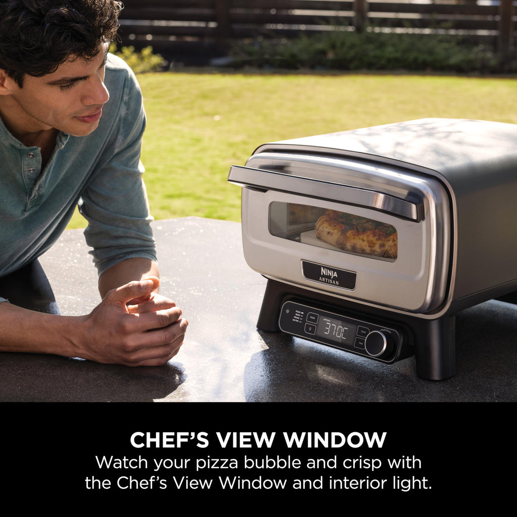 Ninja Woodfire Electric Outdoor Oven, 8-in-1 Pizza Oven, High-Heat Roaster & BBQ Smoker with Roast Rack, Pro-Heat Tray, Pizza Stone,Wood Pellets & Scoop, Electric,6 Pizza Settings,Burnt Orange OO101UK