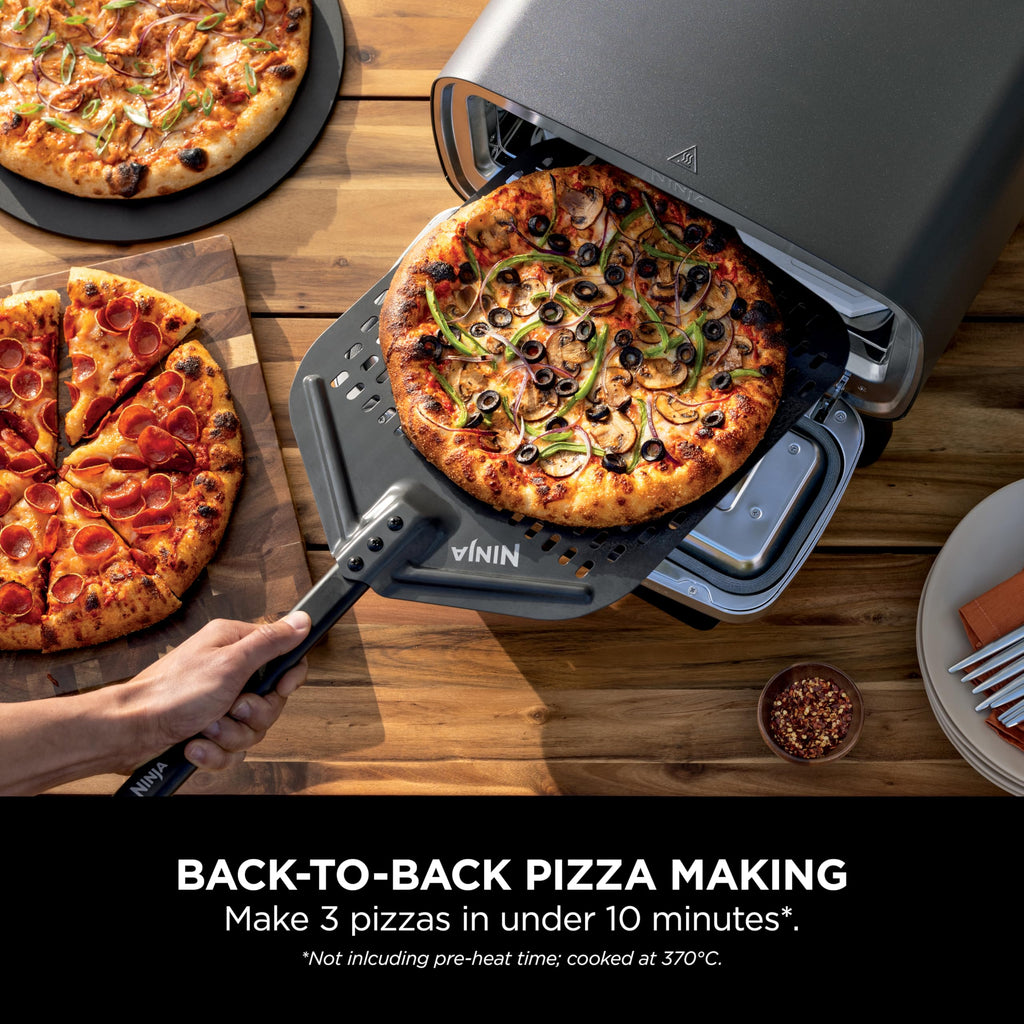Ninja Woodfire Electric Outdoor Oven, 8-in-1 Pizza Oven, High-Heat Roaster & BBQ Smoker with Roast Rack, Pro-Heat Tray, Pizza Stone,Wood Pellets & Scoop, Electric,6 Pizza Settings,Burnt Orange OO101UK