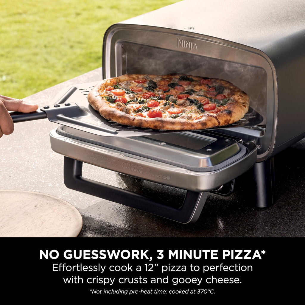 Ninja Woodfire Electric Outdoor Oven, 8-in-1 Pizza Oven, High-Heat Roaster & BBQ Smoker with Roast Rack, Pro-Heat Tray, Pizza Stone,Wood Pellets & Scoop, Electric,6 Pizza Settings,Burnt Orange OO101UK