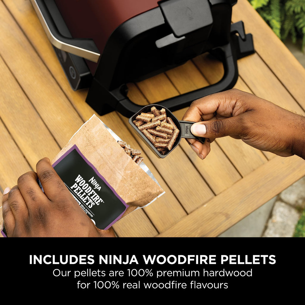 Ninja Woodfire Pro Connect XL Electric BBQ Grill and Smoker with App Control, Digital Probe, Large 7-in-1 Outdoor Grill and Air Fryer with Woodfire Pellets, Weather Resistant, Blue and Black OG901UK